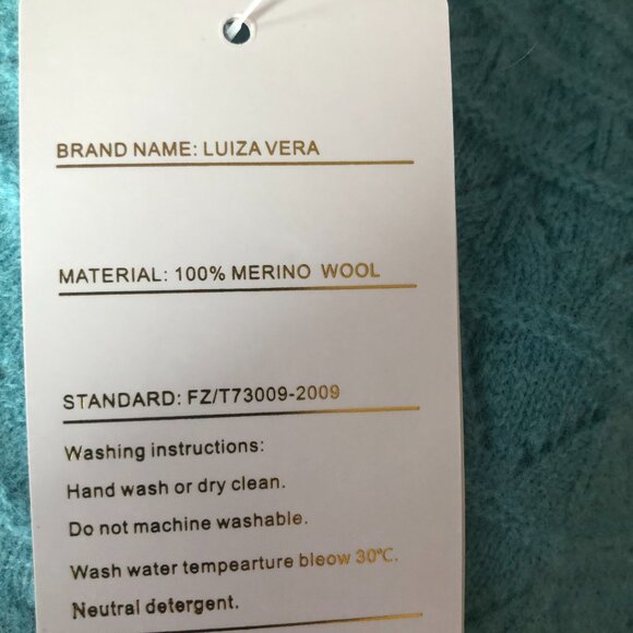 Luiza Vera Womens Large Blue Turtleneck Pullover Sweater 100% Merino Wool - Picture 4 of 7